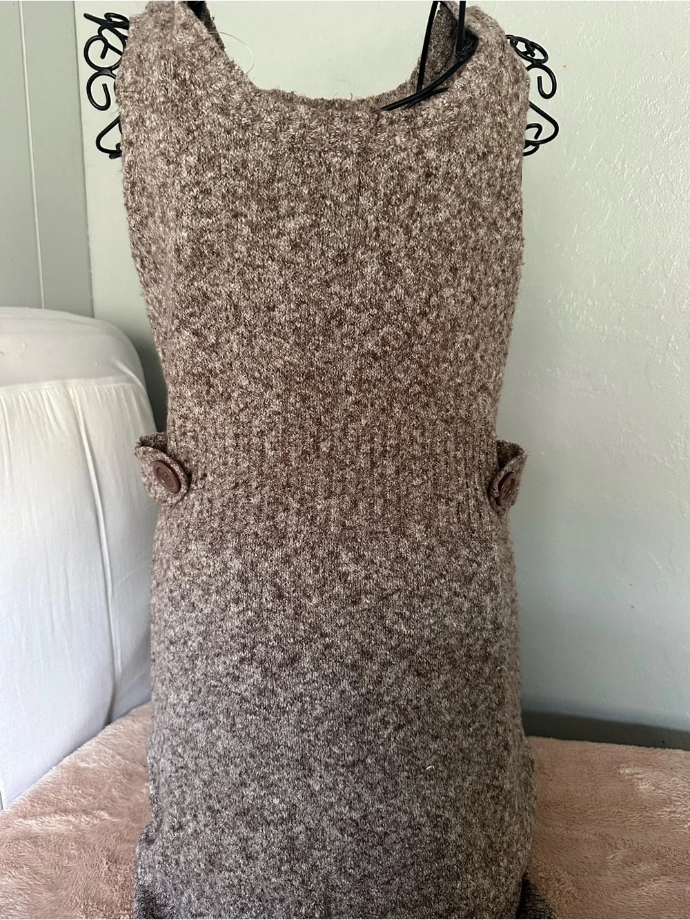 Brown Knit Pocket Dress